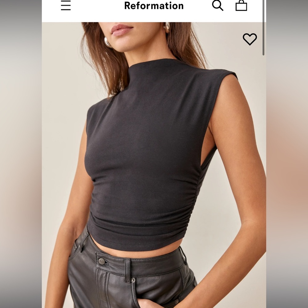 Reformation turtle neck crop tank. Black XS